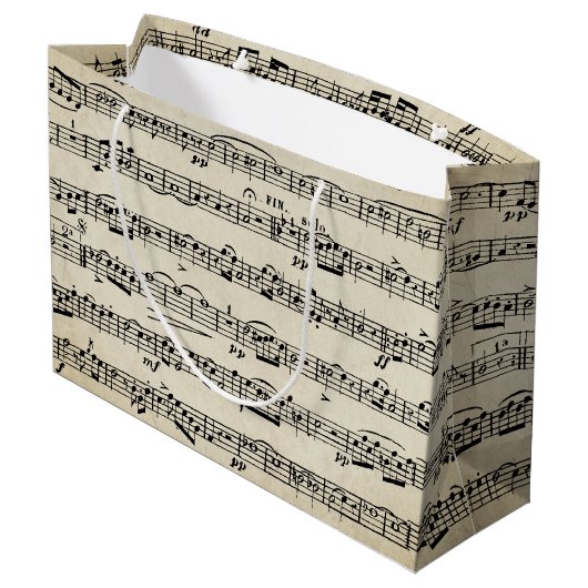 Bladmuziek op oud papier groot cadeauzakje (Achterkant Gekanteld)