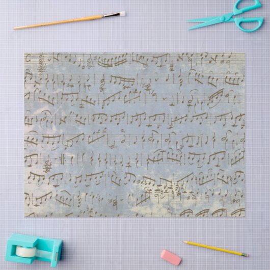  Bladmuziek Ouder Blauw Decoupage Song Tissuepapier (Craft)