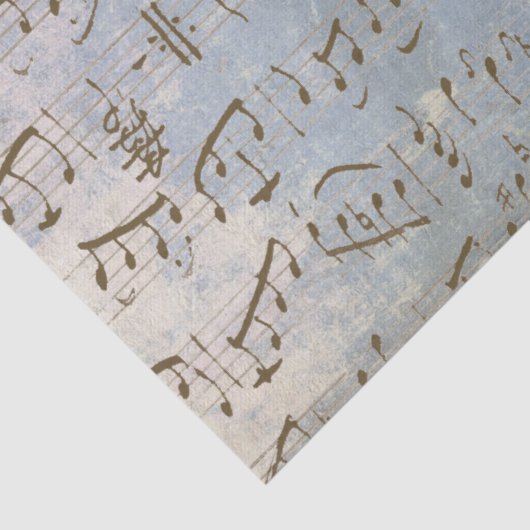 Bladmuziek Ouder Blauw Decoupage Song Tissuepapier (Detail)