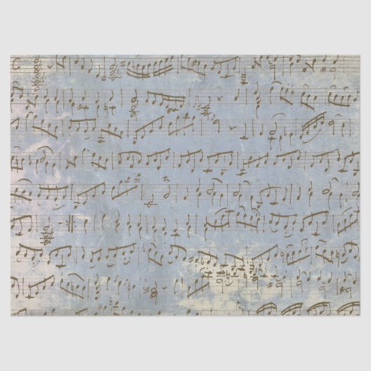  Bladmuziek Ouder Blauw Decoupage Song Tissuepapier (Voorkant)