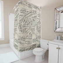  Bladmuziek Papier Collage Douchegordijn