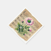 Bladmuziek Roze & Groene Daisies Decoupage Servet (Hoek)