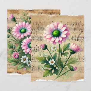 Bladmuziek Roze & Groene Daisies Scrapbook