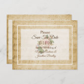 Bladmuziek Roze roos Save the Date Briefkaart (Voorkant / Achterkant)