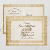 Bladmuziek Roze roos Save the Date Kaart (Voorkant / Achterkant)