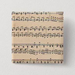 Bladmuziek Score Opmerkingen Vierkante Button 5,1 Cm