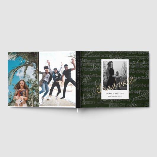 Bladmuziek Script Green Afstuderen Guest Book Gastenboek (Volledig)