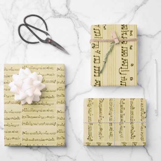 Bladmuziek Song Notes Antiek Wrapping Paper (Voorkant)