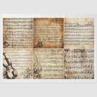 Bladmuziek voor Junk Journals en Collage Tissuepapier