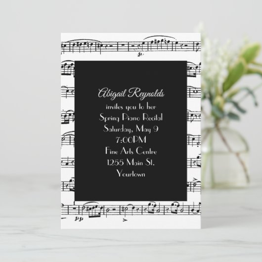 Bladmuziek voor piano Overweging Uitnodigen Kaart (Staand voorkant)