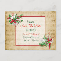  Bladmuziek Winter Save the Date Briefkaart