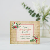 Bladmuziek Winter Save the Date Briefkaart (Staand voorkant)