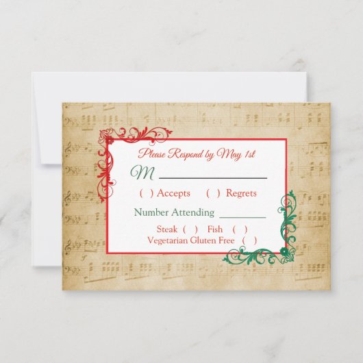 Bladmuziek Winter Wedding RSVP kaart (Voorkant)