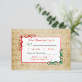 Bladmuziek Winter Wedding RSVP kaart (Staand voorkant)