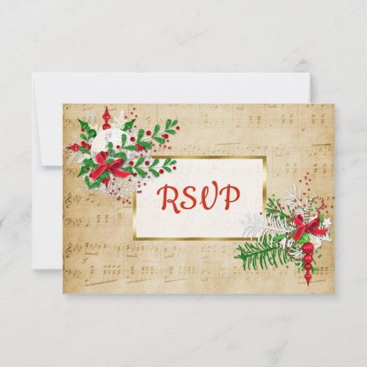 Bladmuziek Winter Wedding RSVP kaart (Achterkant)