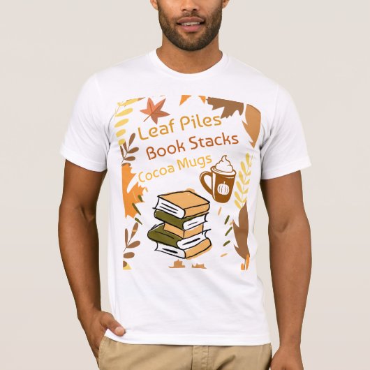 Bladpalen-Boekenstapels-Cacao-mokken T-shirt (Voorkant)