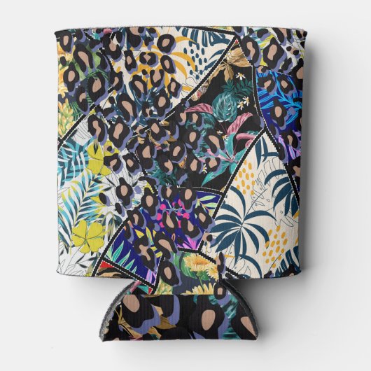 Bladpatchwork, tropische achtergrond blikjeskoeler (Voorkant)