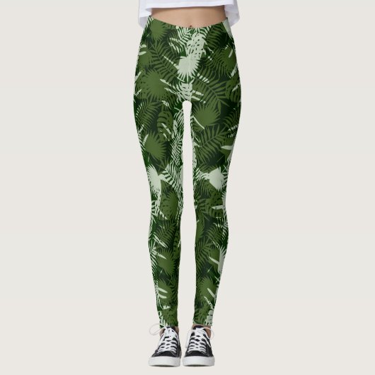 bladpatroon banaanbladeren ontwerp leggings (Voorkant)