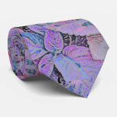 BLADPATROON/BLAUW, ROZE, PAARSE KLEUREN STROPDAS (Opgerold)