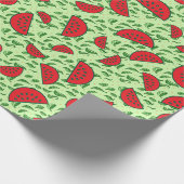 Bladpatroon en watermeloenen cadeaupapier (Hoek)