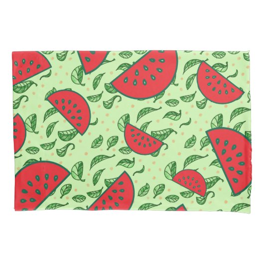 Bladpatroon en watermeloenen kussensloop (Voorkant)