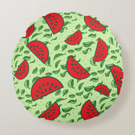 Bladpatroon en watermeloenen rond kussen