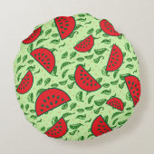 Bladpatroon en watermeloenen rond kussen (Achterkant)