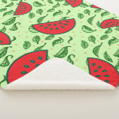 Bladpatroon en watermeloenen sherpa deken (3/4)