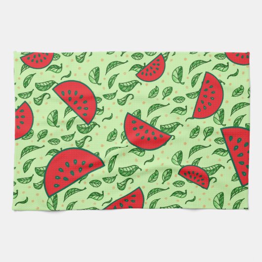 Bladpatroon en watermeloenen theedoek (Horizontaal)