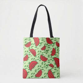 Bladpatroon en watermeloenen tote bag