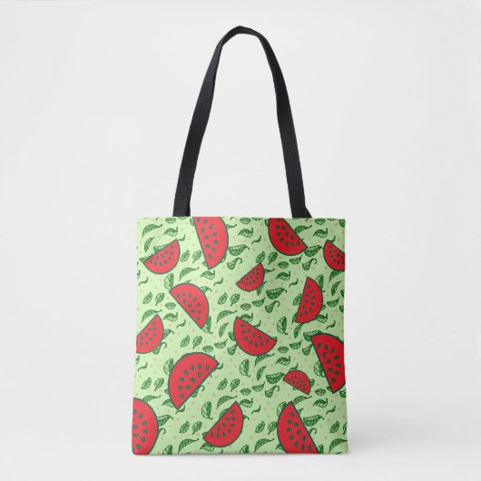 Bladpatroon en watermeloenen tote bag (Voorkant)