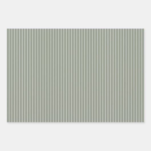 Bladpatroon Gingham en Stripes Dusky Green | Inpakpapier Vel (Voorkant 3)