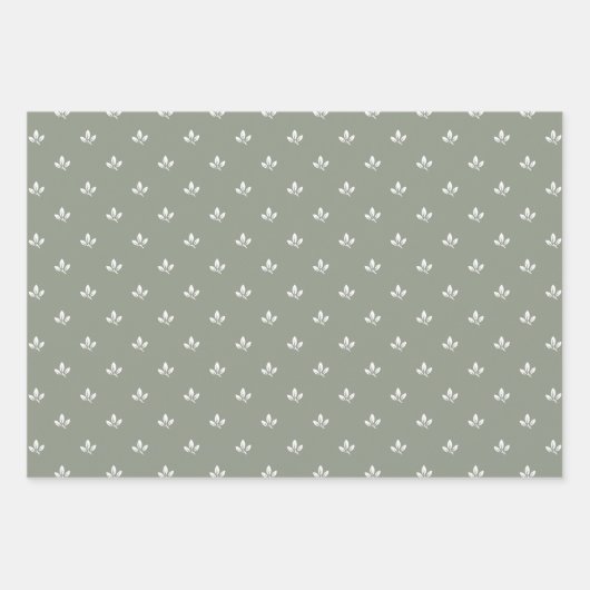 Bladpatroon Gingham en Stripes Dusky Green | Inpakpapier Vel (Voorkant)