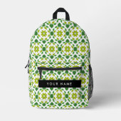 Bladpatroon, Groene bladeren, Jouw naam Bedrukte Rugzak (Voorkant)