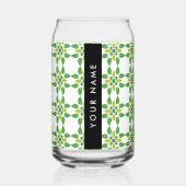 Bladpatroon, Groene bladeren, Jouw naam Blikvorm Glas (Voorkant)