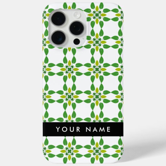 Bladpatroon, Groene bladeren, Jouw naam Case-Mate iPhone Case (Achterkant)
