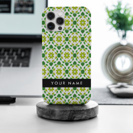 Bladpatroon, Groene bladeren, Jouw naam iPhone 15 Pro Max Hoesje