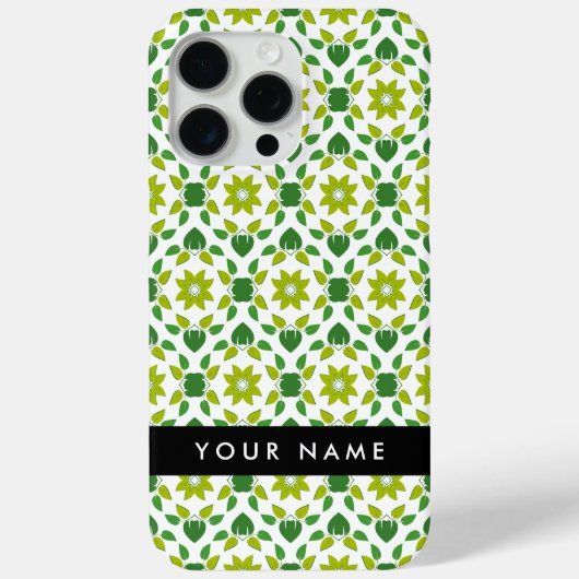 Bladpatroon, Groene bladeren, Jouw naam Case-Mate iPhone Case (Achterkant)