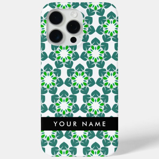 Bladpatroon, Groene bladeren, Jouw naam Case-Mate iPhone Case (Achterkant)