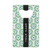 Bladpatroon, Groene bladeren, Jouw naam Creditkaart Flessenopener (Voorkant)