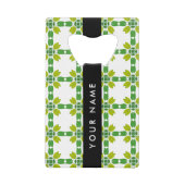 Bladpatroon, Groene bladeren, Jouw naam Creditkaart Flessenopener (Voorkant)