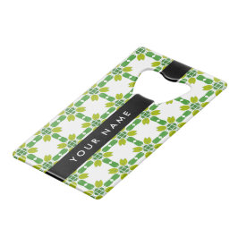 Bladpatroon, Groene bladeren, Jouw naam Creditkaart Flessenopener