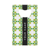 Bladpatroon, Groene bladeren, Jouw naam Creditkaart Flessenopener (Achterkant)