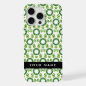 Bladpatroon, Groene bladeren, Jouw naam iPhone Hoesje (Achterkant)