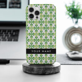 Bladpatroon, Groene bladeren, Jouw naam iPhone 15 Pro Max Case