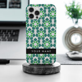 Bladpatroon, Groene bladeren, Jouw naam iPhone 15 Pro Max Case