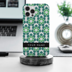 Bladpatroon, Groene bladeren, Jouw naam iPhone 15 Pro Max Case