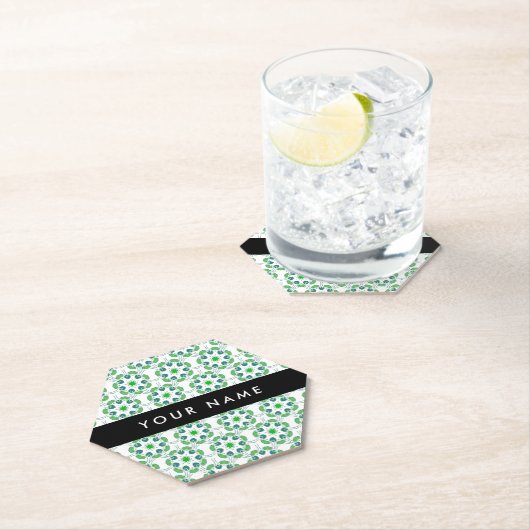 Bladpatroon, Groene bladeren, Jouw naam Kartonnen Onderzetters (Insitu)