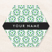 Bladpatroon, Groene bladeren, Jouw naam Kartonnen Onderzetters (Voorkant)