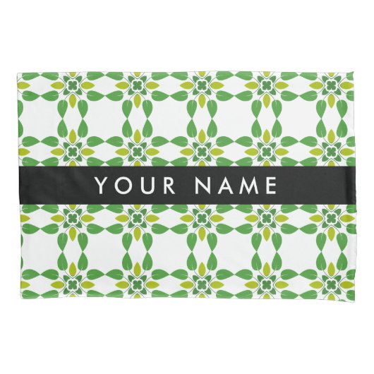 Bladpatroon, Groene bladeren, Jouw naam Kussensloop (Voorkant)